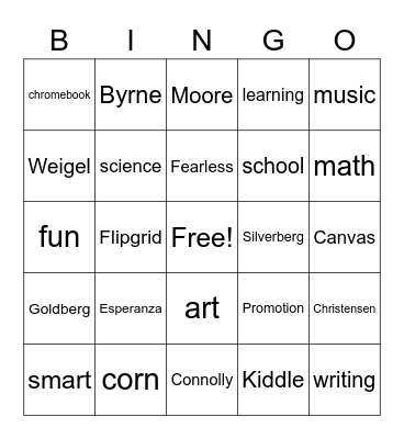 Promotion Bingo Card