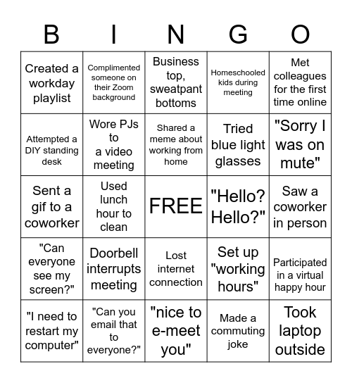 OR Remote BINGO Card