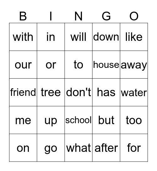 Unit 10 reading words Bingo Card