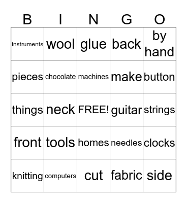 Products: Unit 1 and 2 Bingo Card