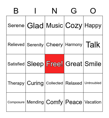 Therapeutic Lottery Bingo Card