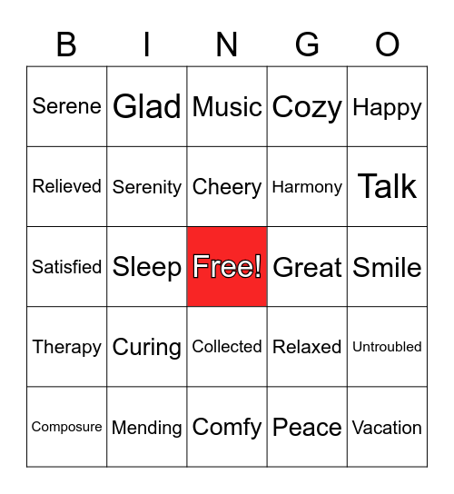 Therapeutic Lottery Bingo Card