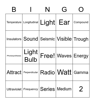 Second Semester Science Review Bingo Card