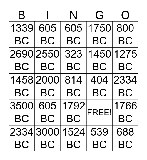ANCIENT HISTORY BINGO SOTW CH.1-25 Bingo Card