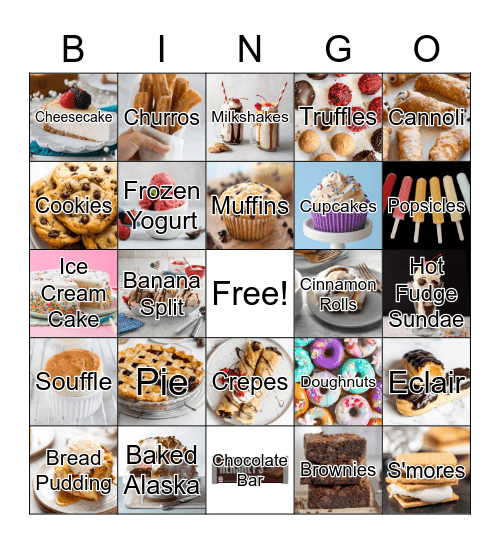 Dessert Bingo Card