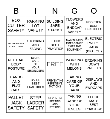 SAFETY SCOOP BINGO Card