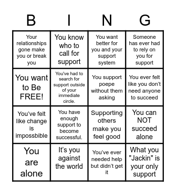 No One Goes It Alone Bingo Card