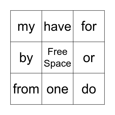 Trick Word Bingo Card