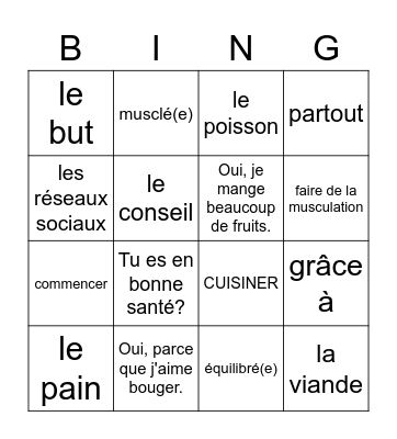 GL 2 Chapitre 5 F Bingo Card