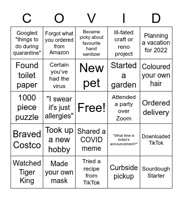 OR COVID BINGO Card