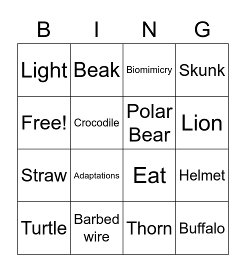 Grade 1 Unit 3 Science Review (Plants and Animal Powers) Bingo Card