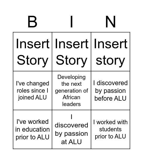Origin Story Bingo Card