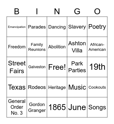 Juneteenth BINGO Card