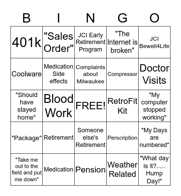 Old Engineer Bingo Card