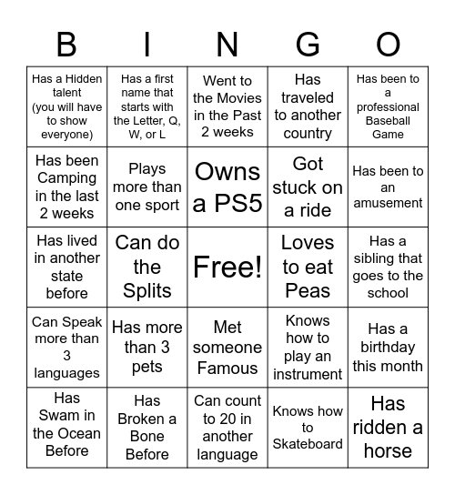 Camp Tiki Bingo Card