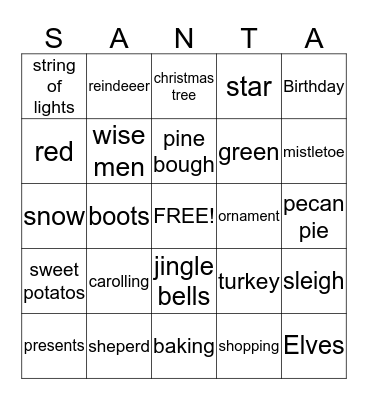 Mount Dora Christmas Extravaganzia Bingo Card