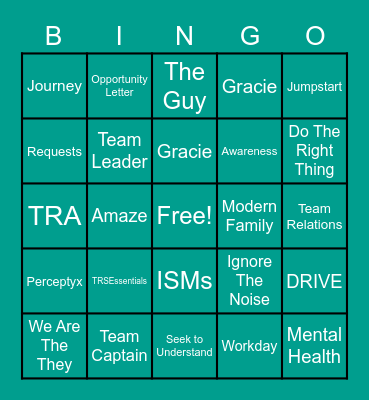 Pritchett Family Bingo Card