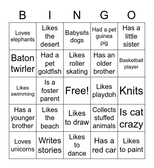 Guess Who? Bingo Card