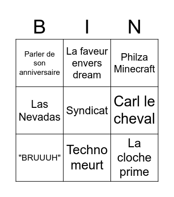 Technoblade LORE Bingo Card