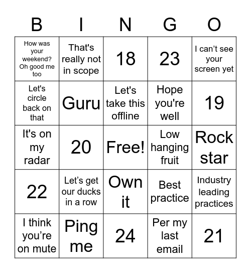 Consulting Bingo Card