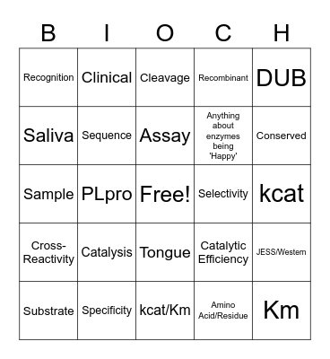 Dan's Biochem Bingo Card