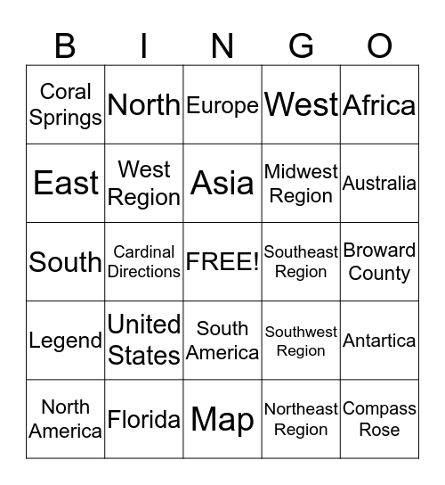 Map Review Bingo Card