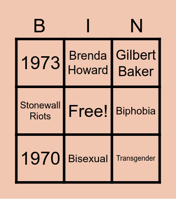 PRIDE BINGO Card