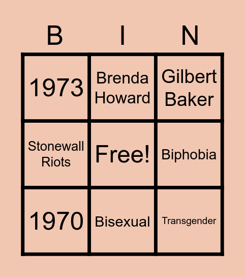 PRIDE BINGO Card