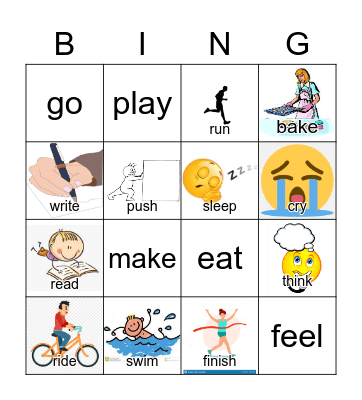 Verbs Bingo Card