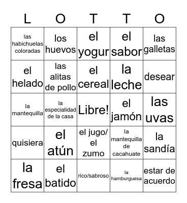 Lotto Bingo Card