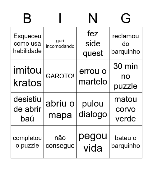 Bingo da JeehJeess Bingo Card