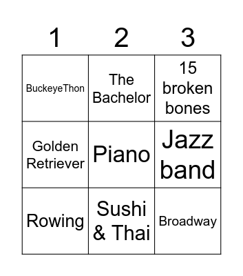 Get to know Emily & Olivia! Bingo Card