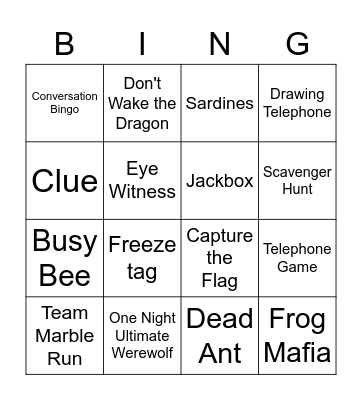 Bingo 6/1/2021 Bingo Card