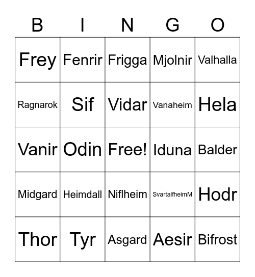 Norse Bingo Card