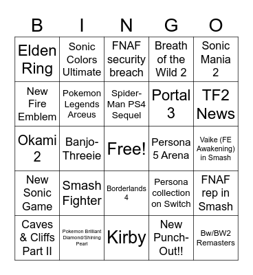 E3 Bingo! Bingo Card