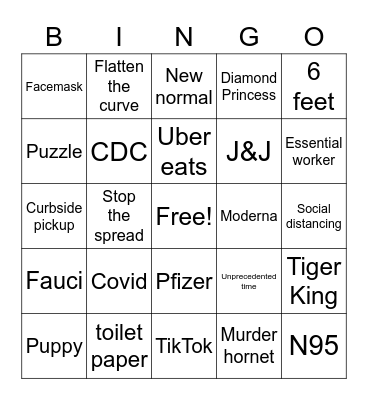 COVID Bingo Card