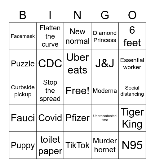 COVID Bingo Card