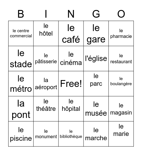 town Bingo Card