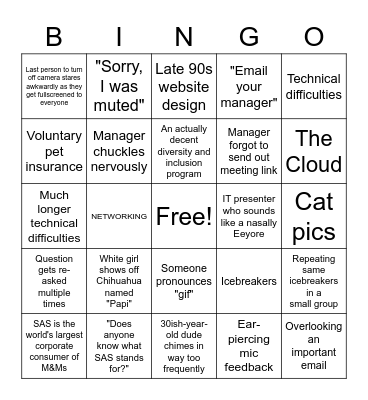 SAS Day 1 Bingo Card