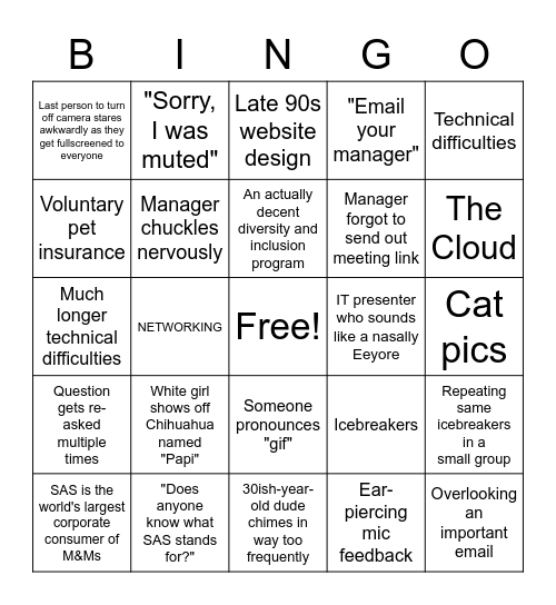 SAS Day 1 Bingo Card