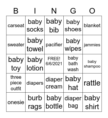 Shanice & Izzy Gender Reveal Bingo Card