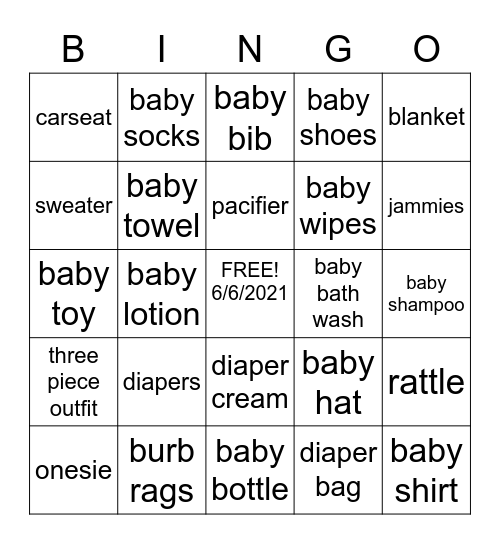 Shanice & Izzy Gender Reveal Bingo Card