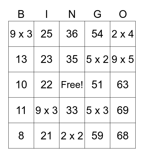 Number Bingo 1-75 Bingo Card