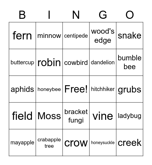 Colonial Pennsylvania Plantation Bingo Card