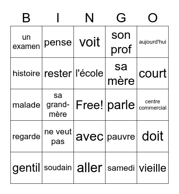 French 8 - Story 4 Bingo Card