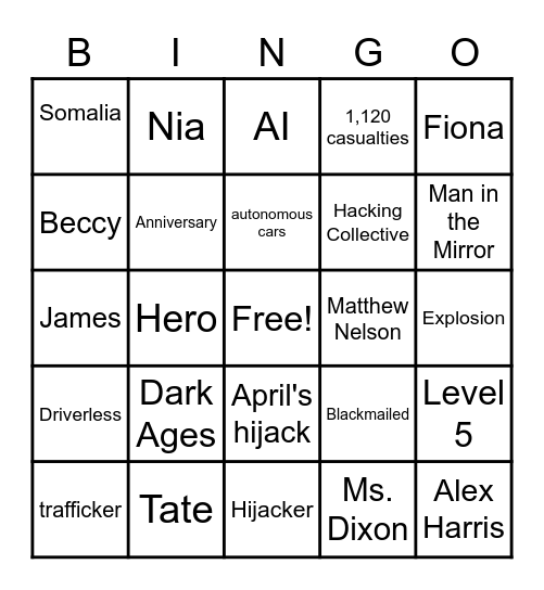 The Passengers Bingo Card