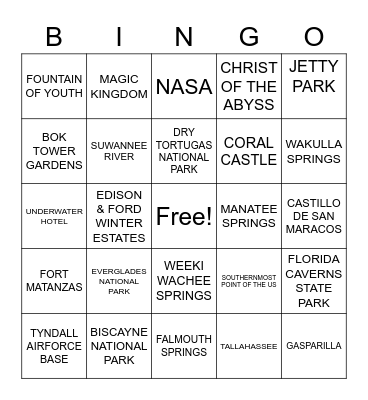 Fuhr's Florida Road Trip Bingo! Bingo Card