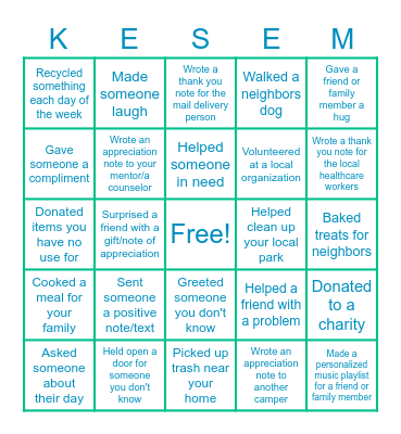 LIT Service Kesem Card Bingo Card