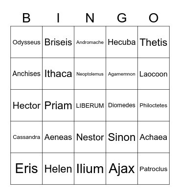 House of Troy VINCO Bingo Card