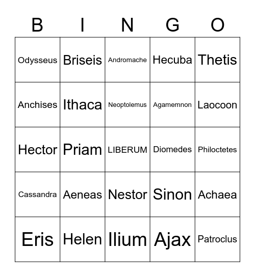 House of Troy VINCO Bingo Card